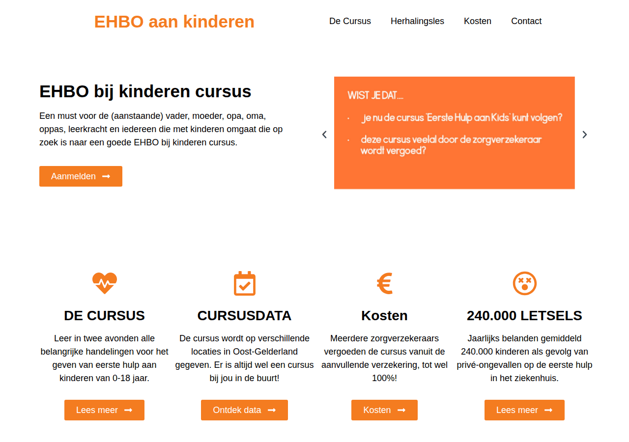Screenshot of eerstehulpaankids.nl