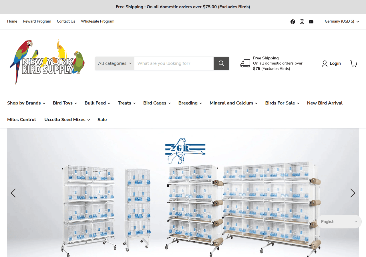 Screenshot of newyorkbirdsupply.com