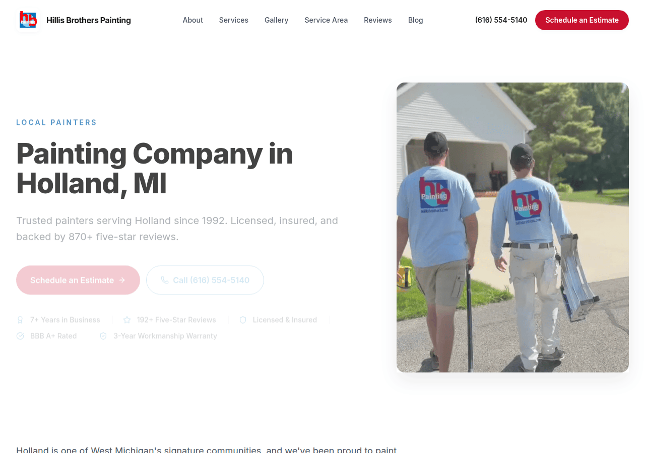 Screenshot of hillisbrothers.com