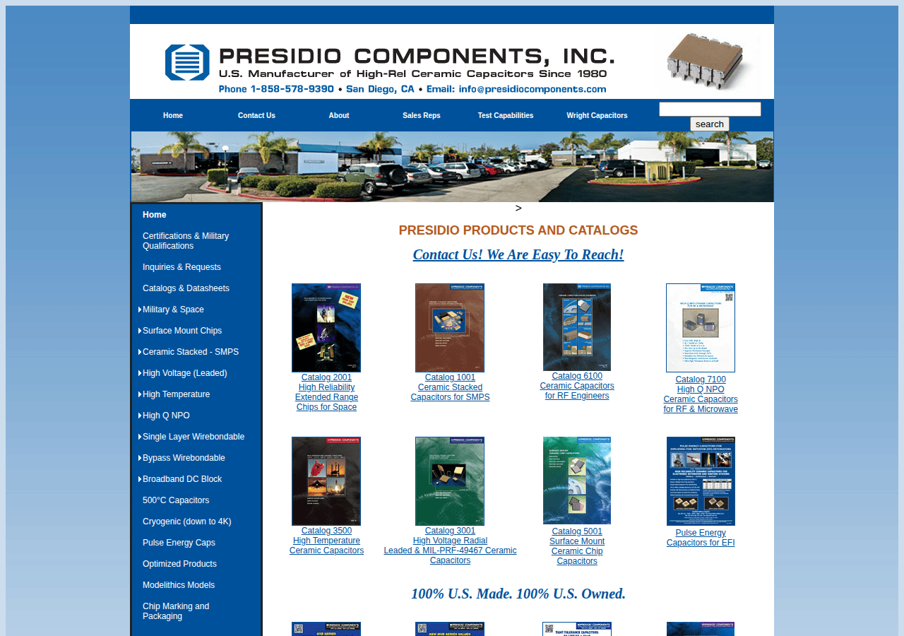 Screenshot of presidiocomponents.com