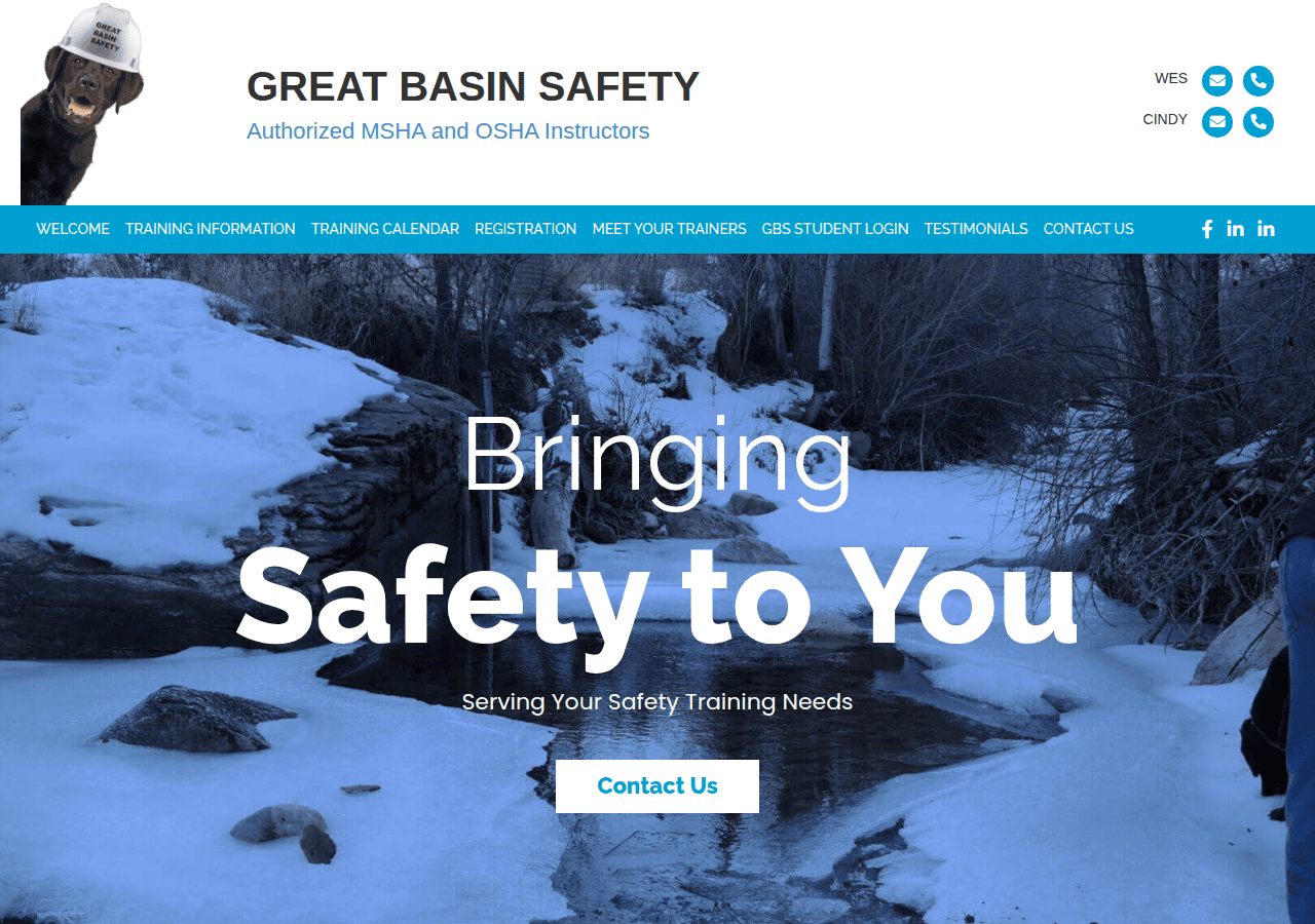 Screenshot of greatbasinsafety.com