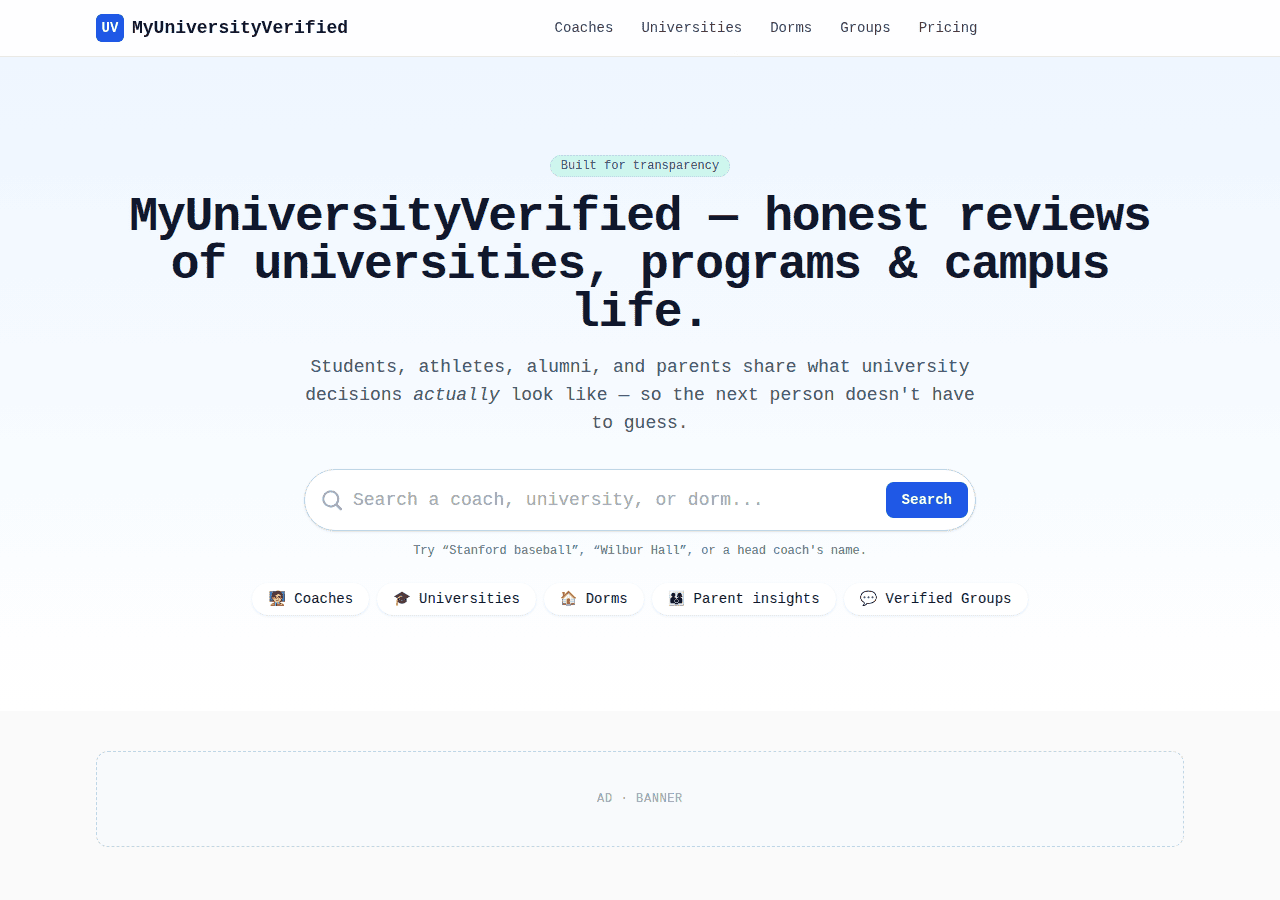 Screenshot of myuniversityverified.com