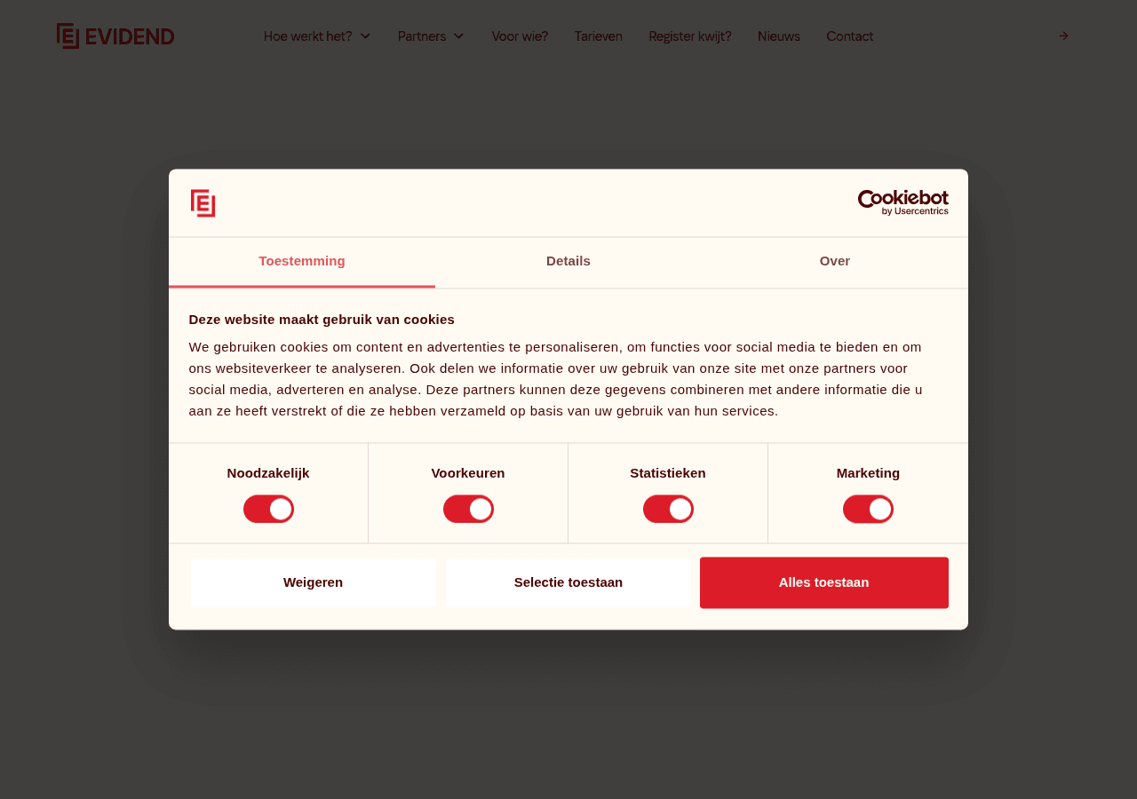 Screenshot of evidend.nl