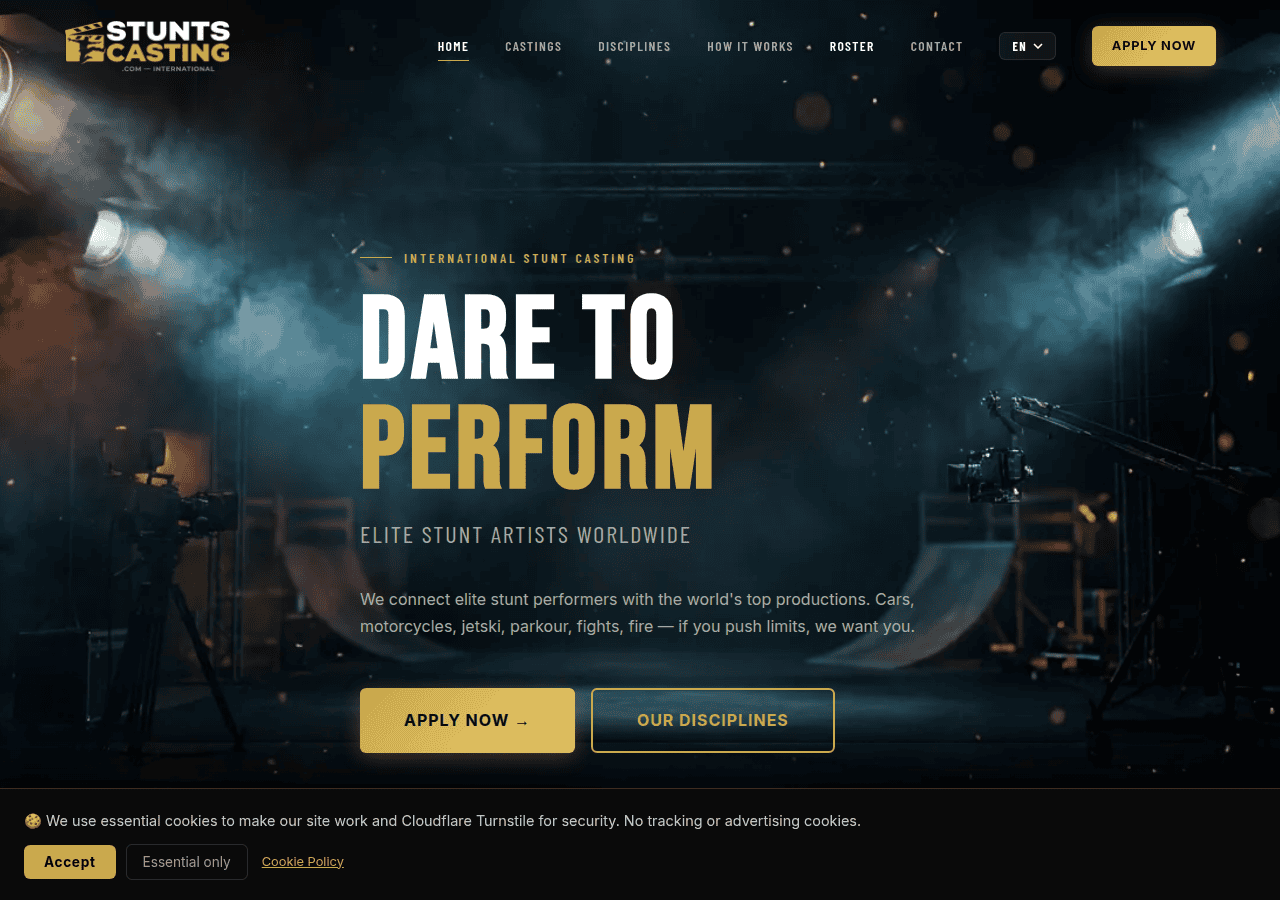 Screenshot of stuntscasting.com