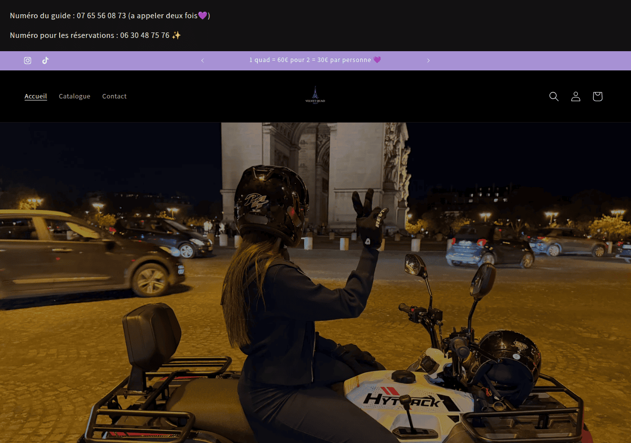 Screenshot of velvetquadparis.com
