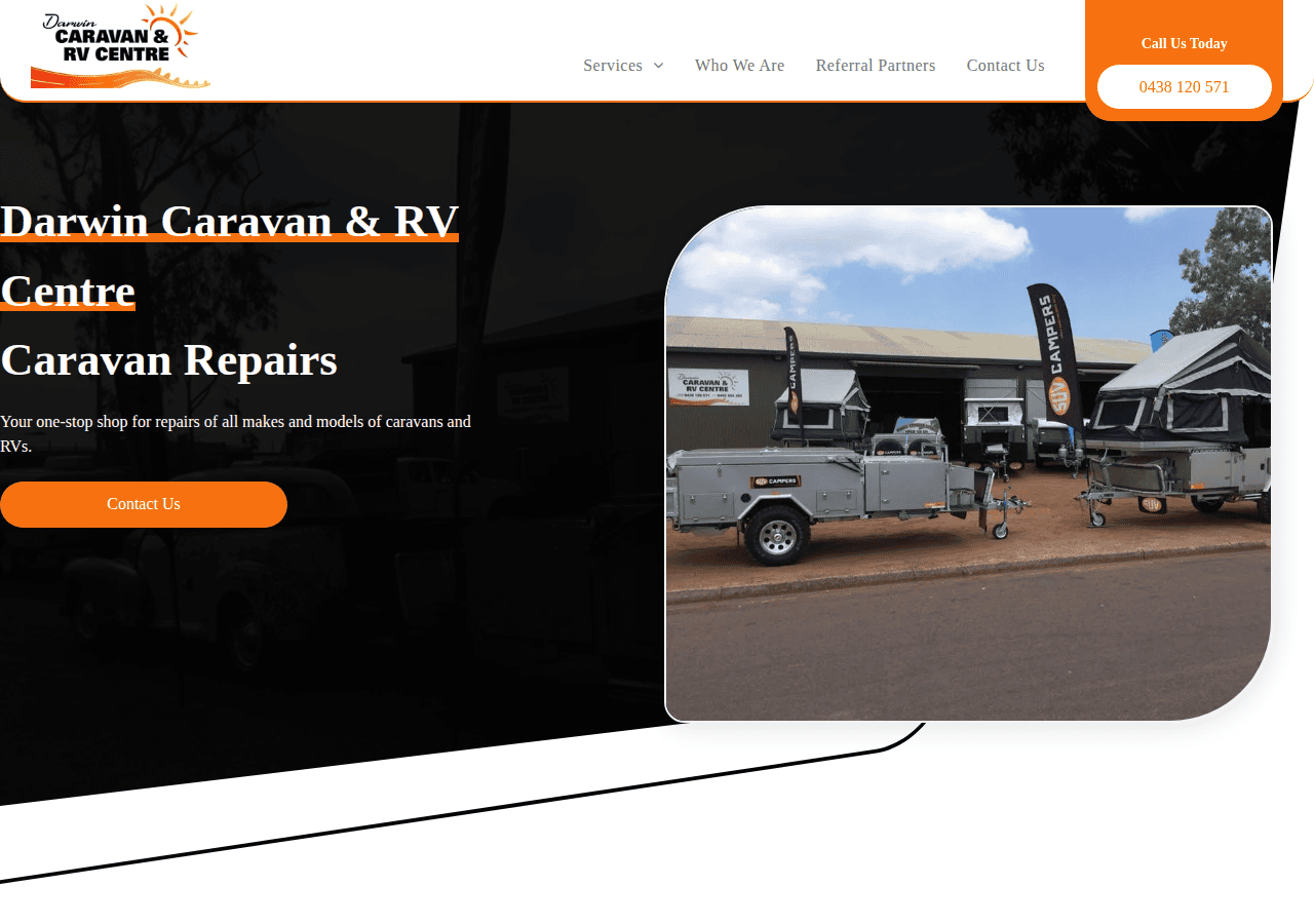 Screenshot of darwincaravanrepaircentre.com.au