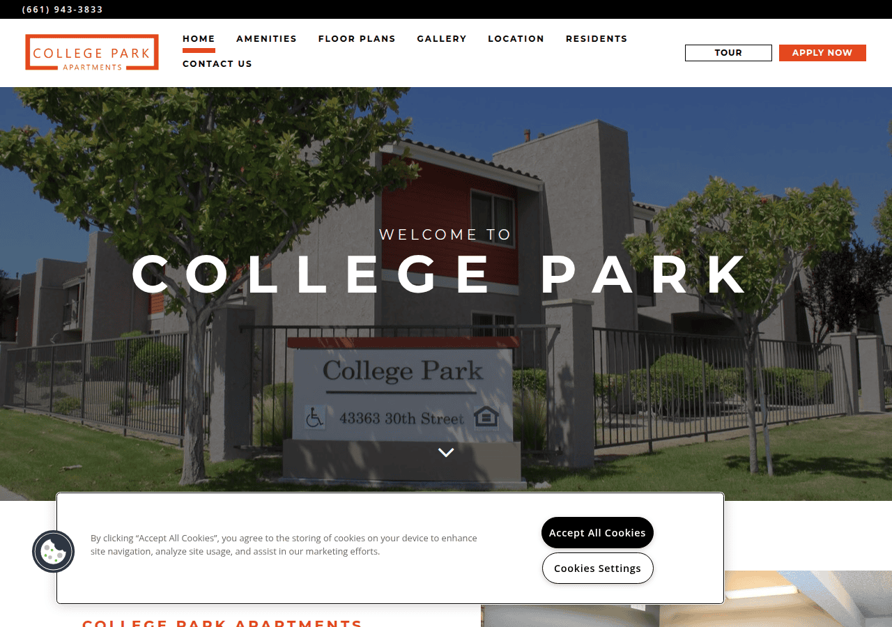 Screenshot of collegepark-apts.com