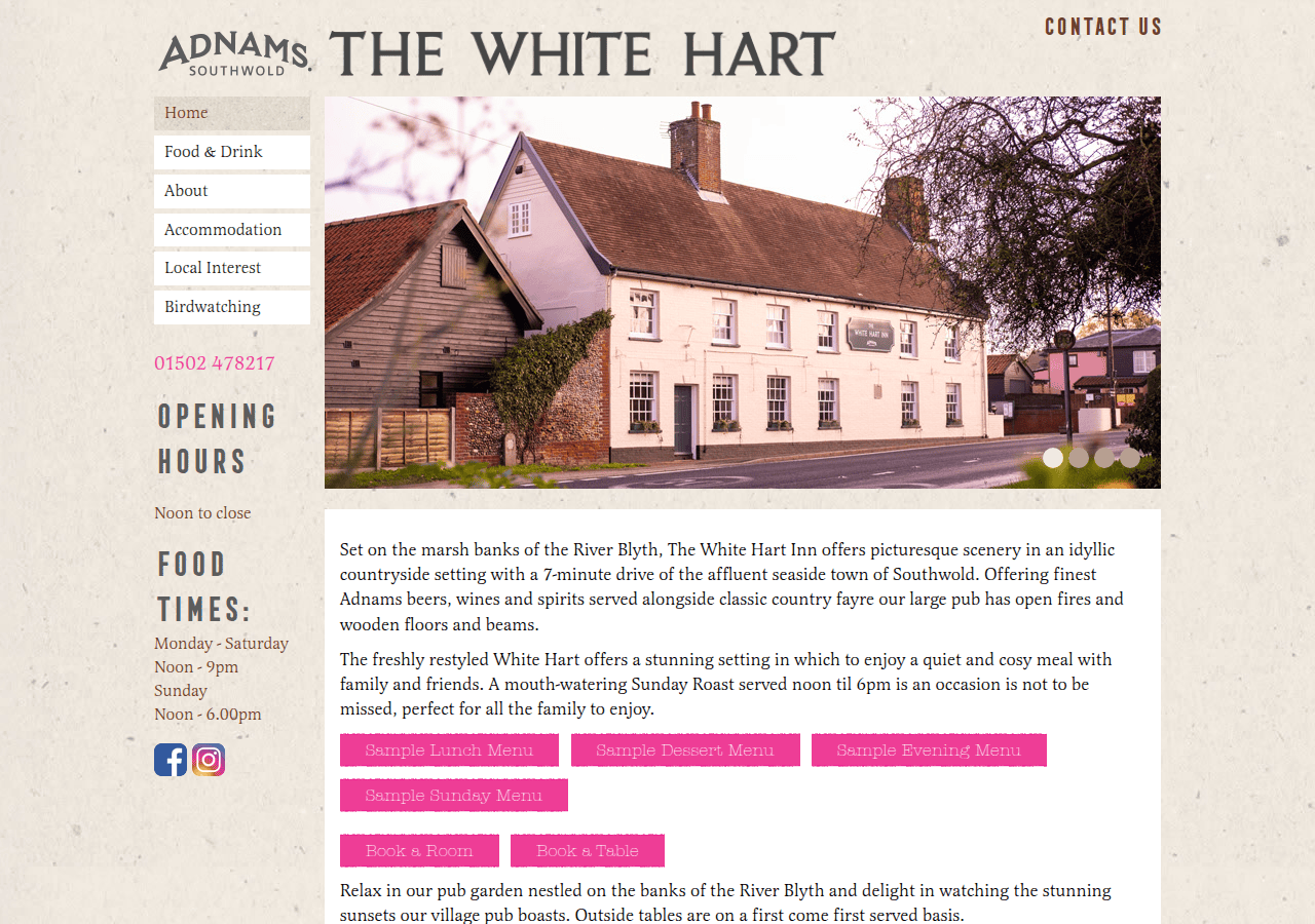 Screenshot of blythburgh-whitehart.co.uk