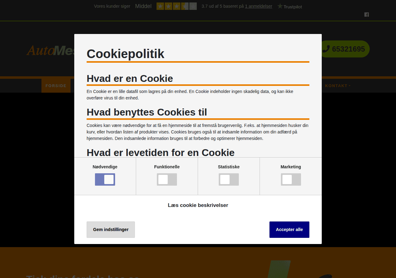 Screenshot of revningeauto.dk