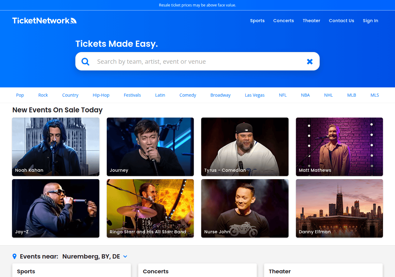 Screenshot of ticketnetwork.com