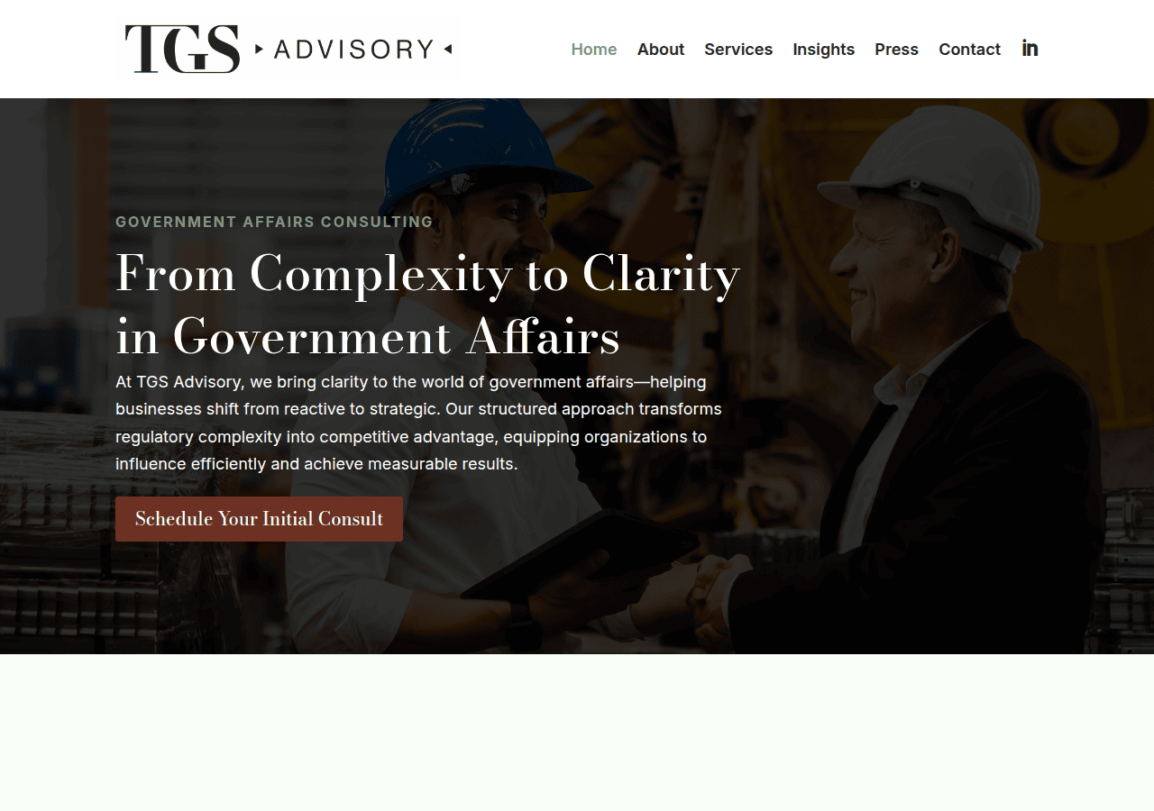 Screenshot of tgsadvisory.com