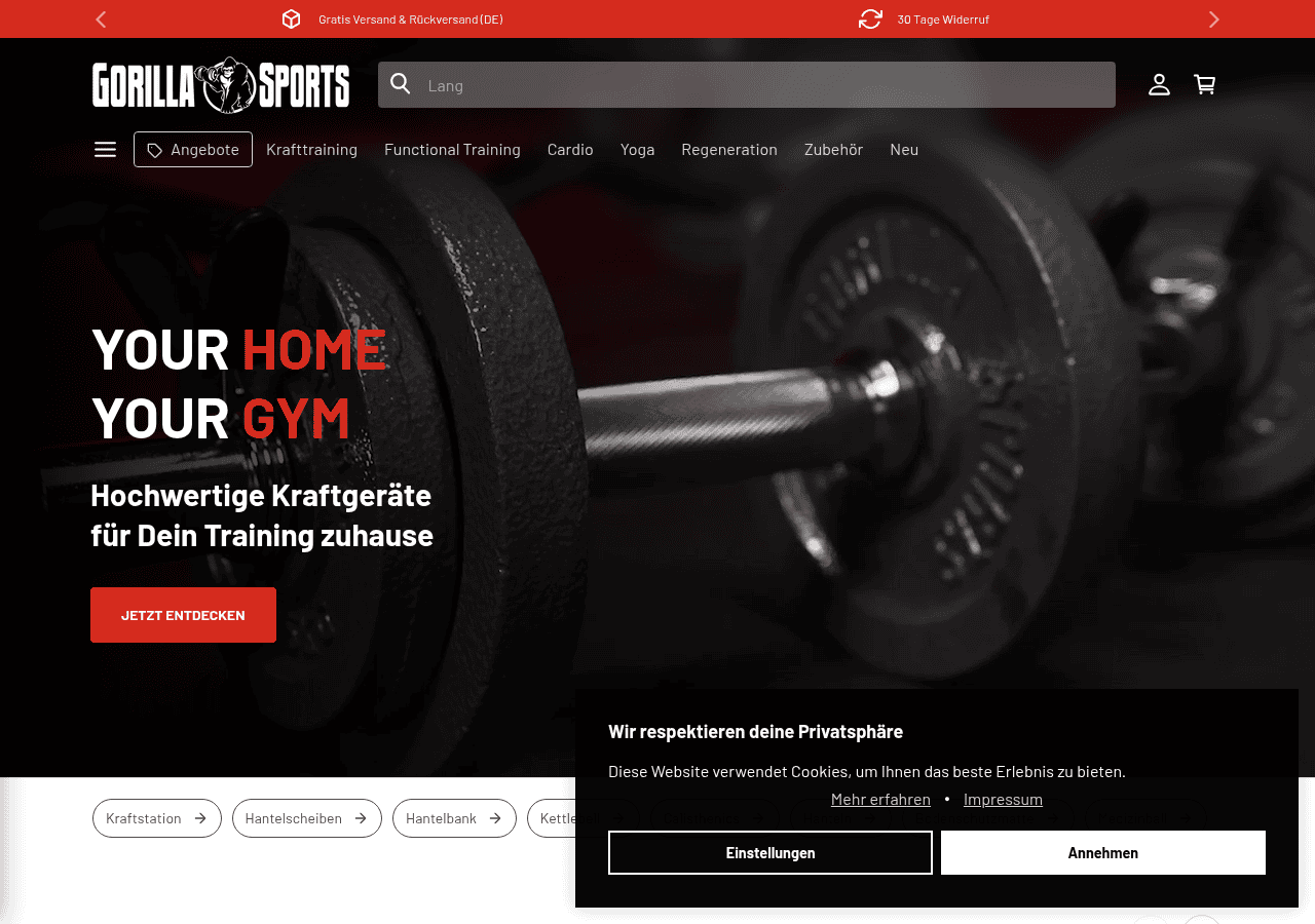 Screenshot of gorillasports.de