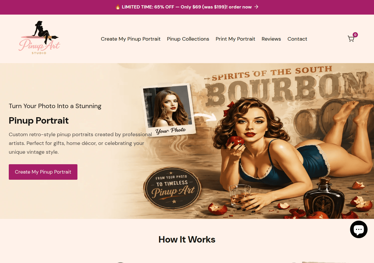 Screenshot of pinupartstudio.com
