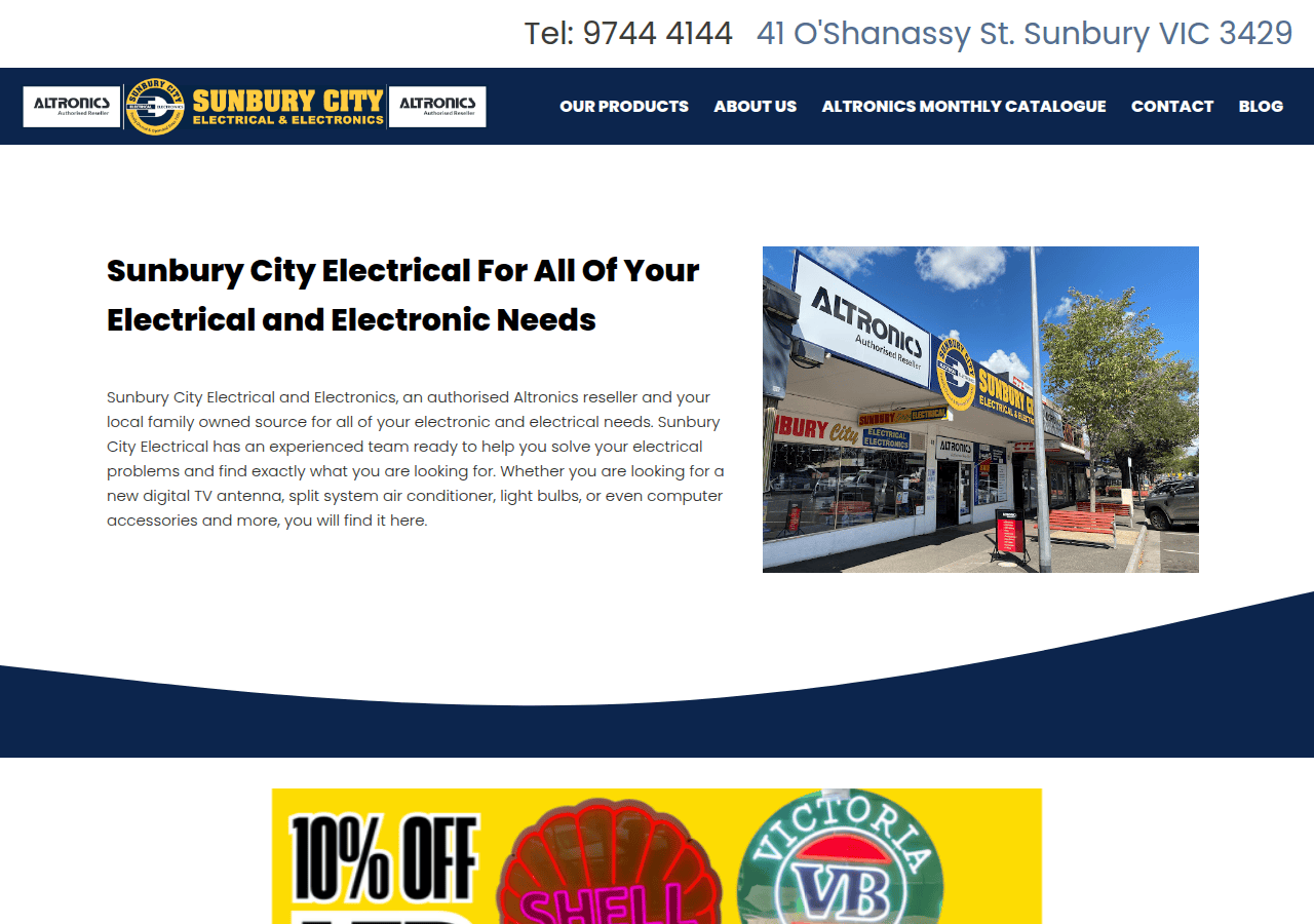Screenshot of sunburycityelectrical.com.au