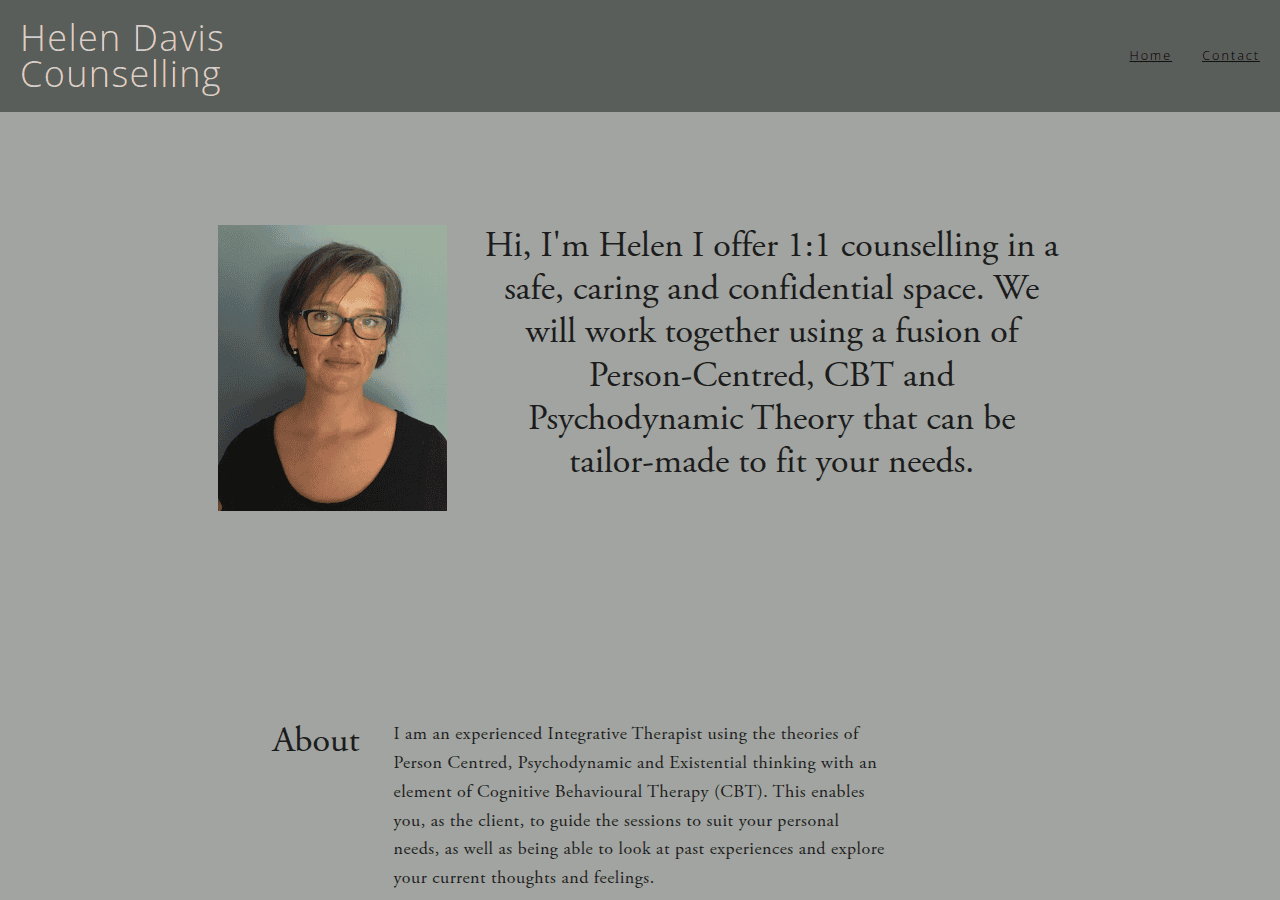 Screenshot of helendaviscounselling.co.uk