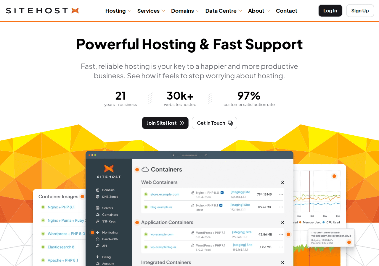 Screenshot of sitehost.nz