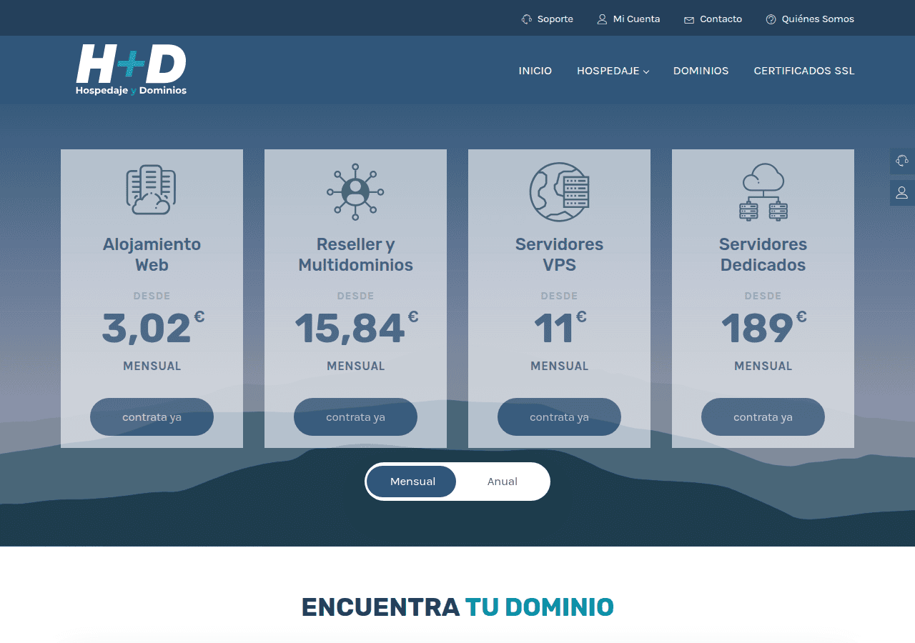 Screenshot of hospedajeydominios.com
