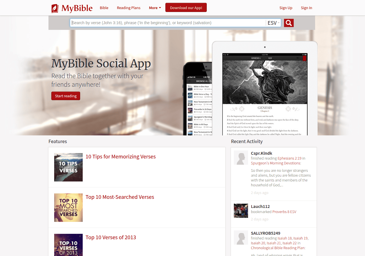Screenshot of mybible.com