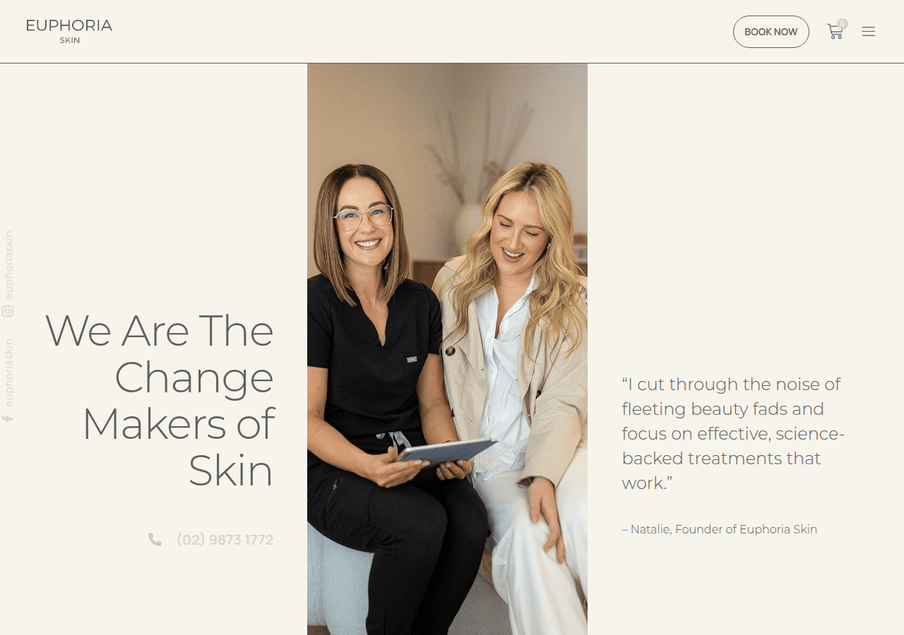 Screenshot of euphoriaskin.com.au