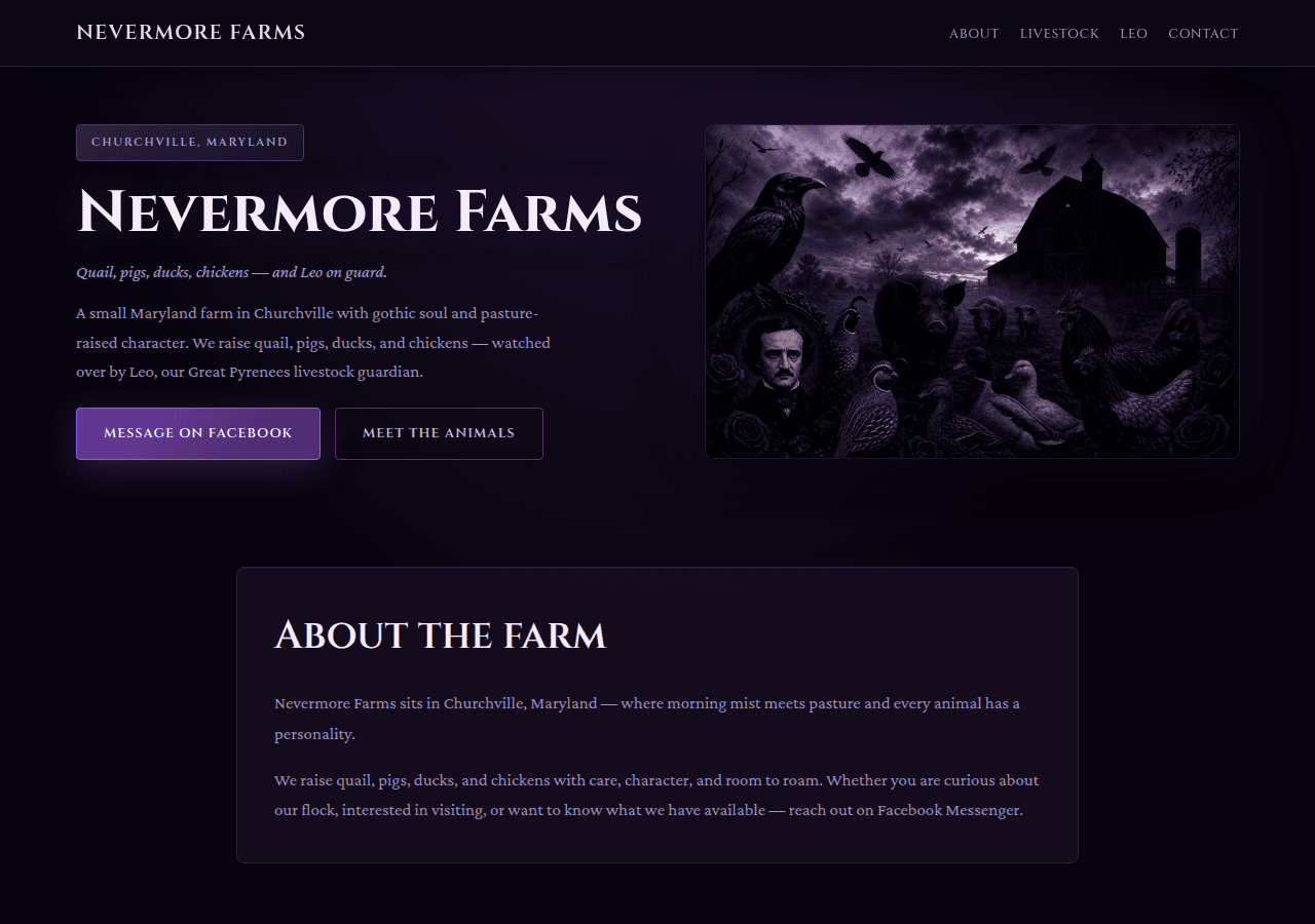 Screenshot of nevermore.farm