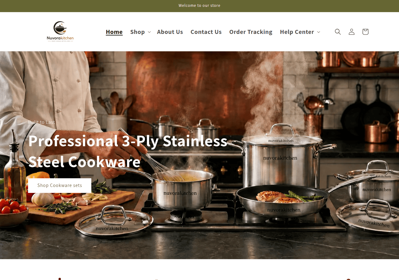 Screenshot of nuvorakitchen.com