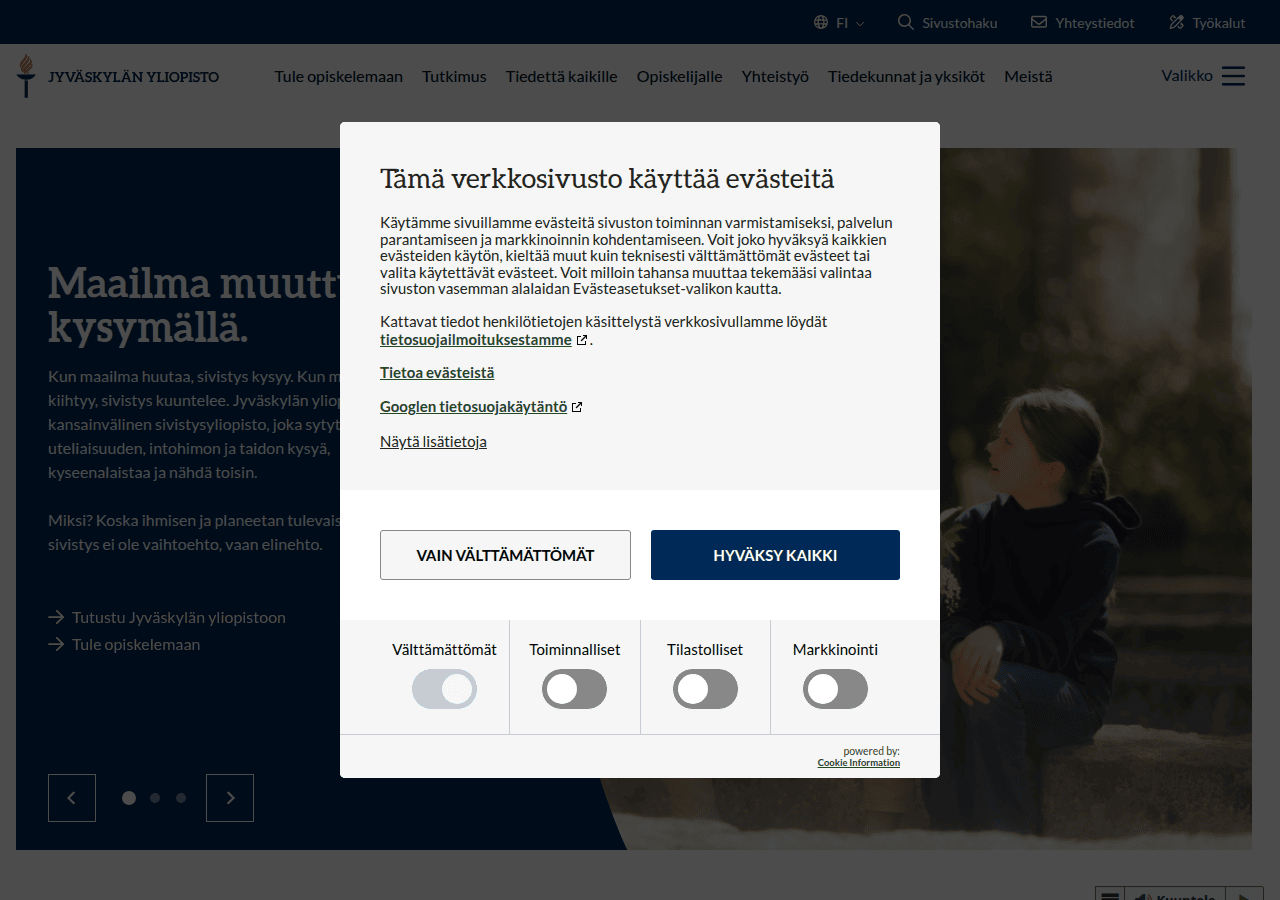 Screenshot of jyu.fi