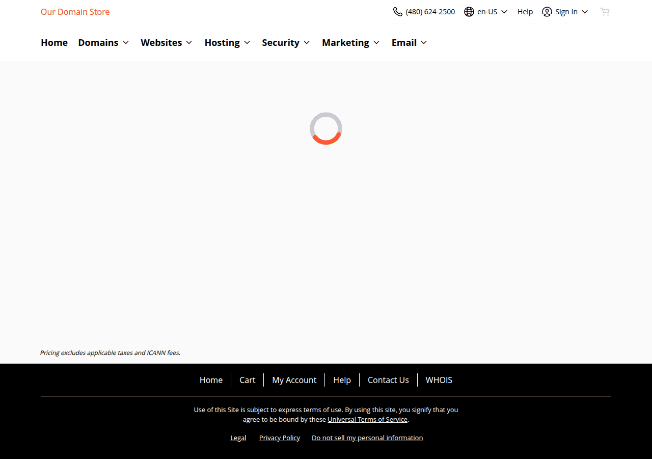 Screenshot of ourdomainstore.com