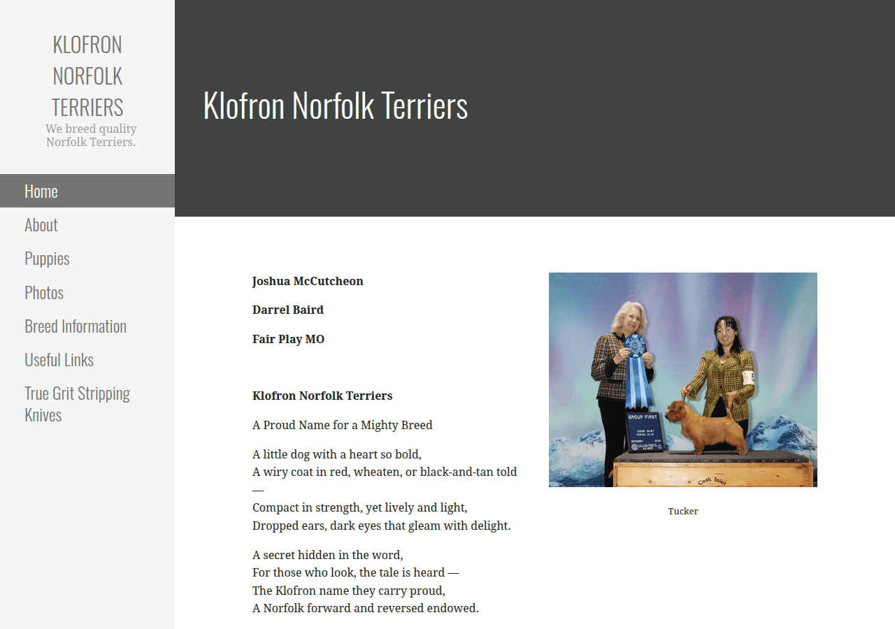 Screenshot of norfolk-terriers.com