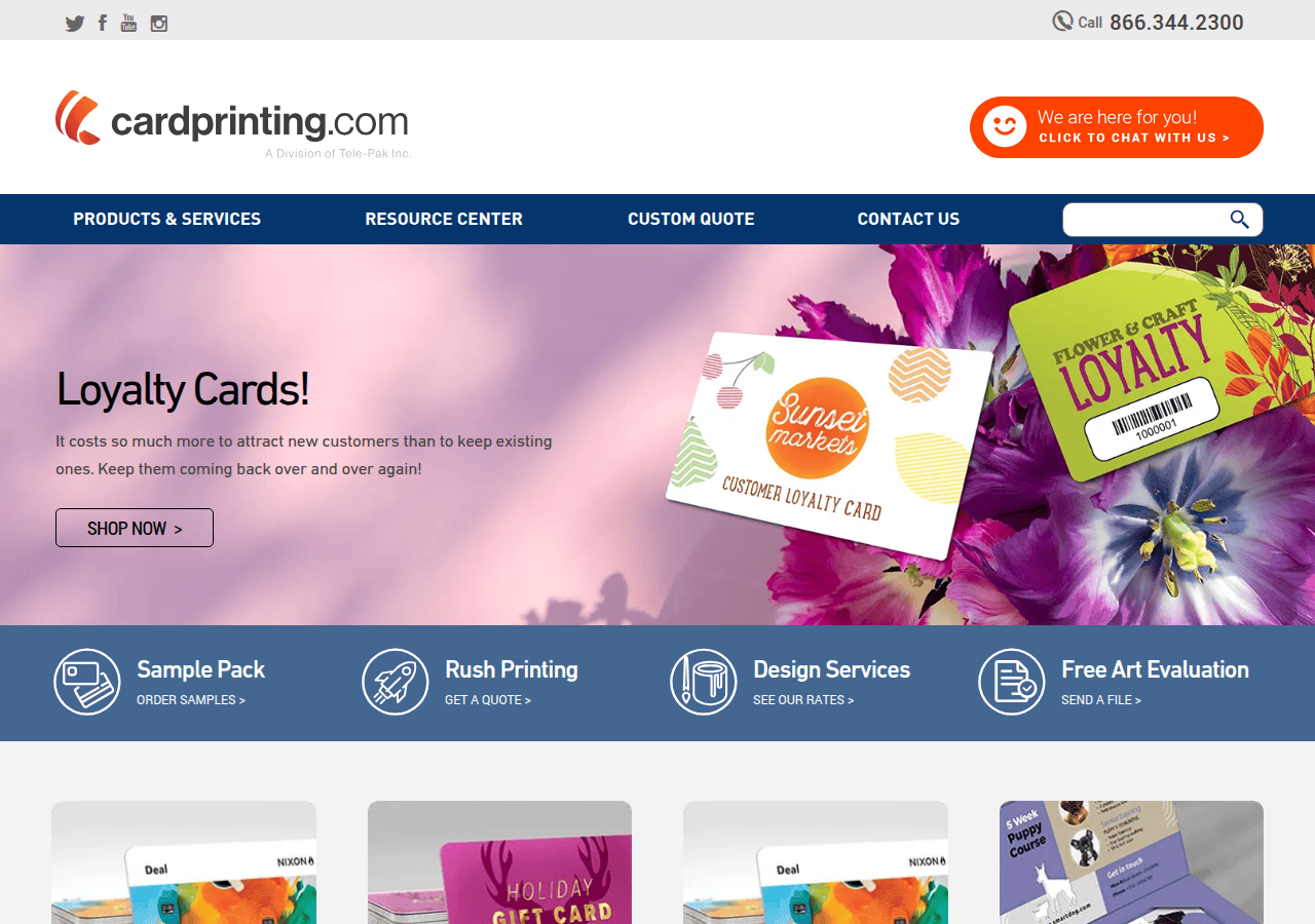 Screenshot of cardprinting.com