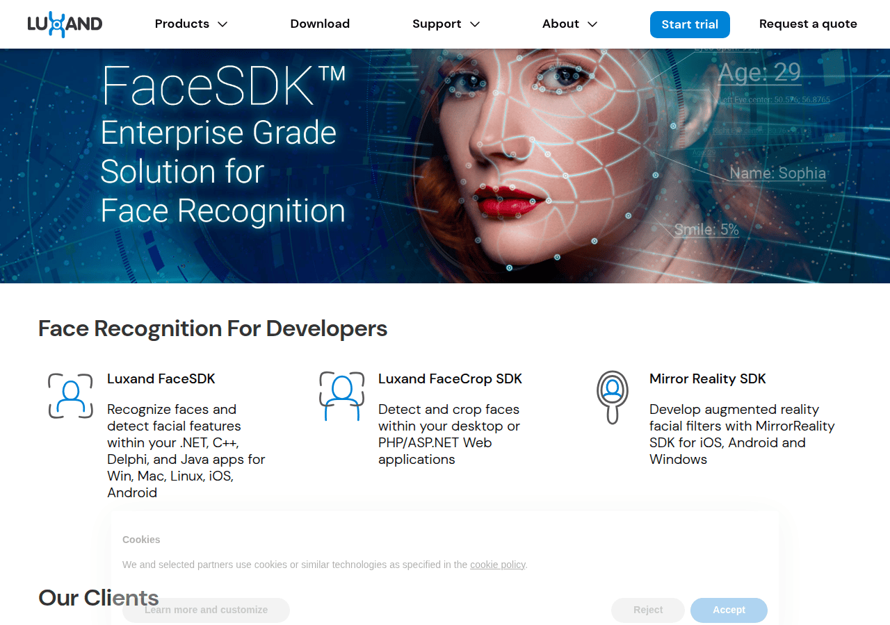 Screenshot of luxand.com