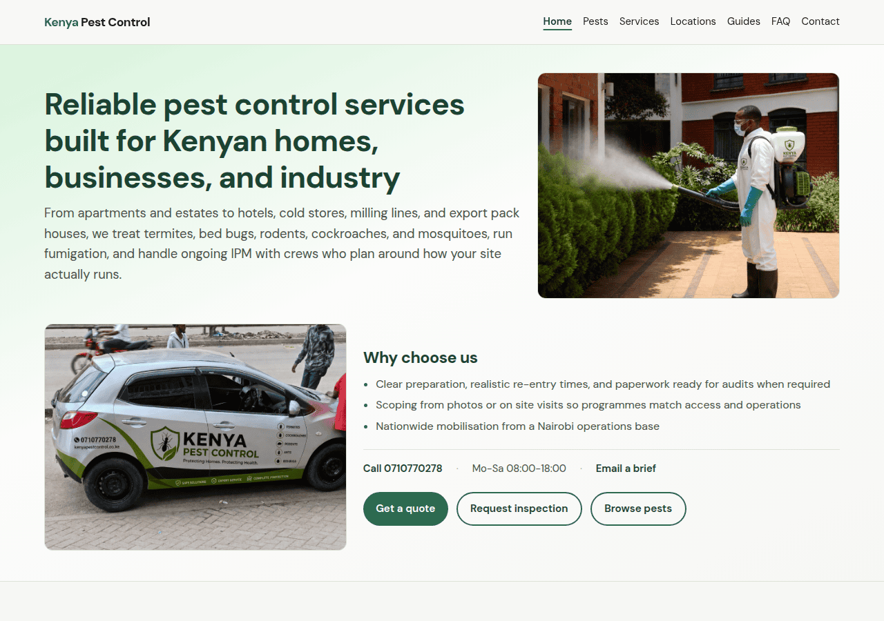 Screenshot of kenyapestcontrol.co.ke