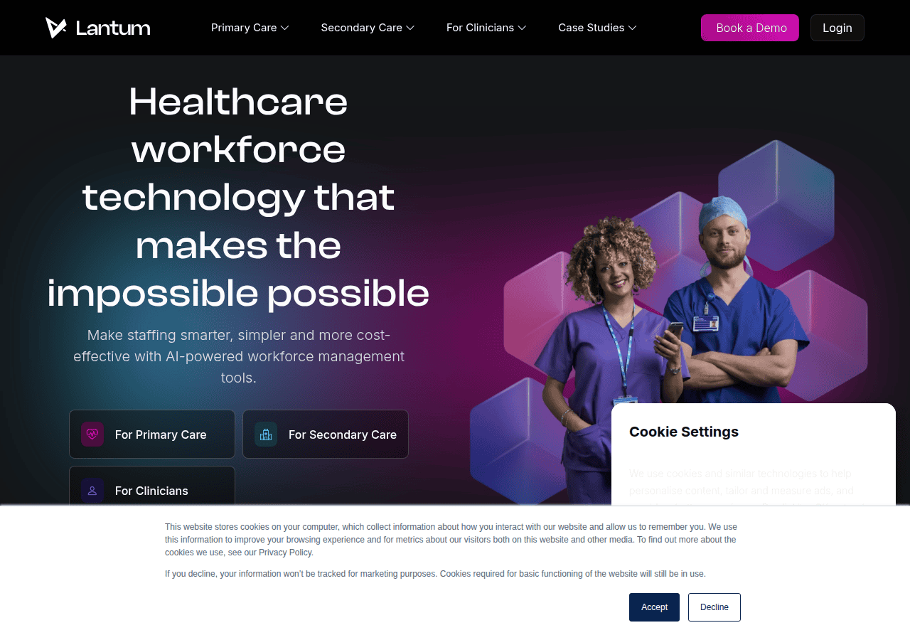 Screenshot of lantum.com