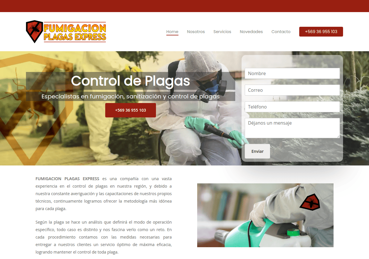 Screenshot of fumigacionplagasexpress.cl