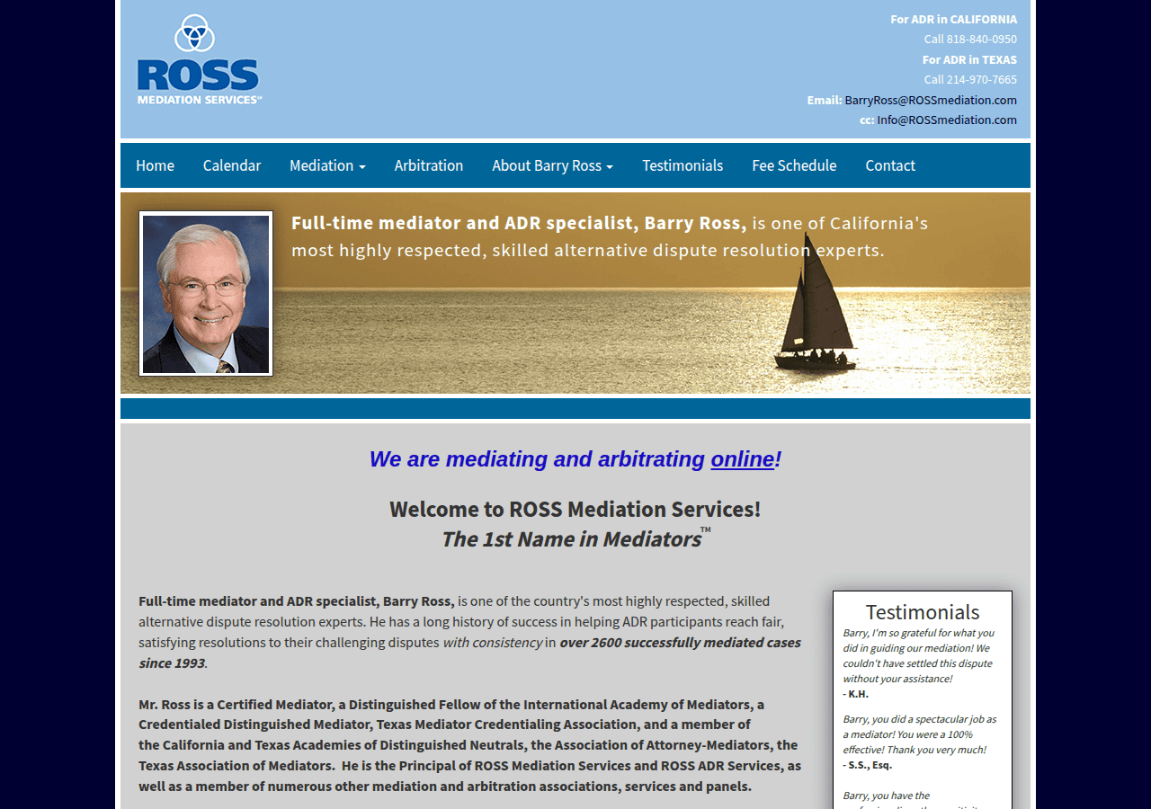 Screenshot of rossmediation.com