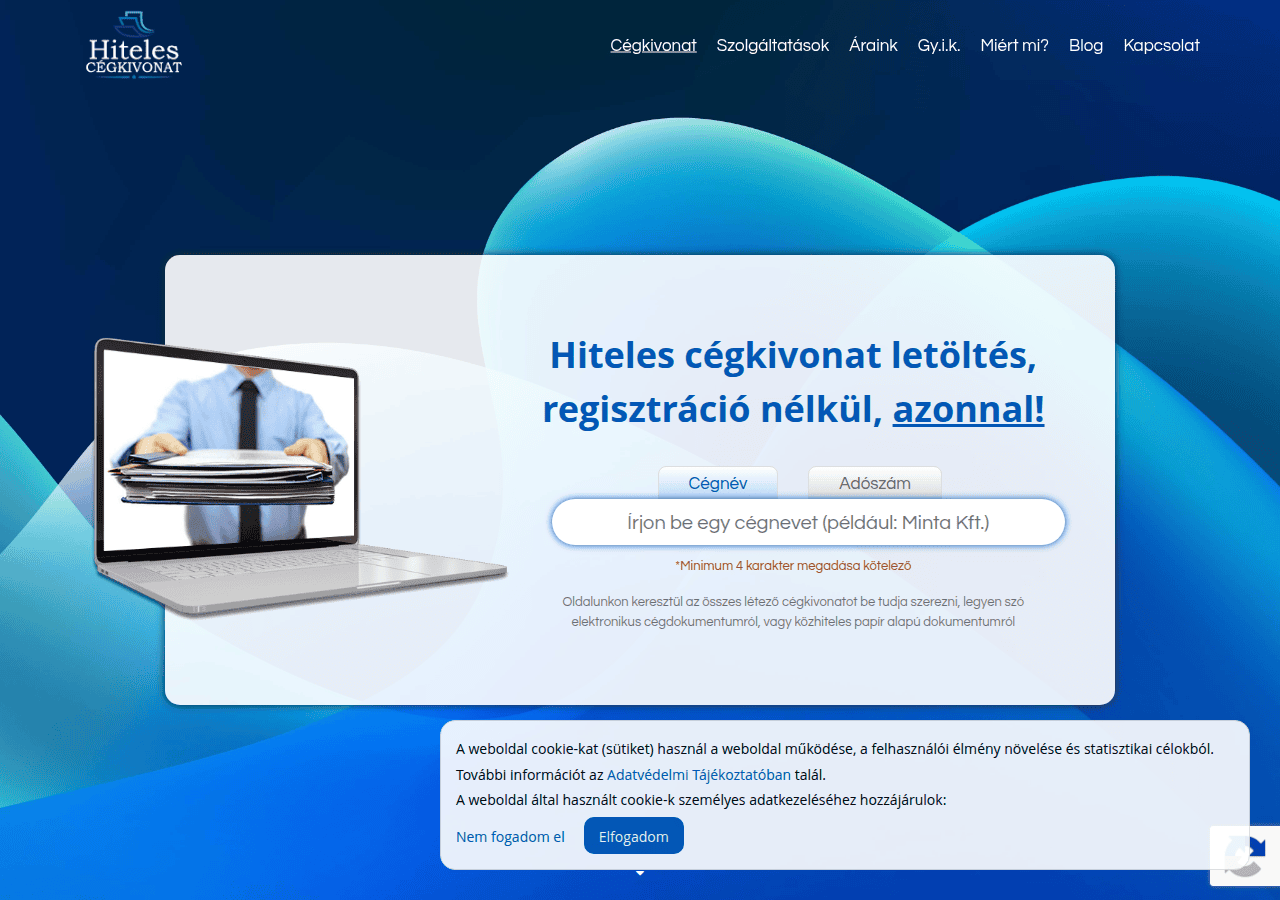 Screenshot of hitelescegkivonat.com