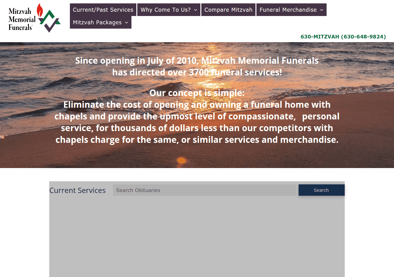 Screenshot of mitzvahfunerals.com