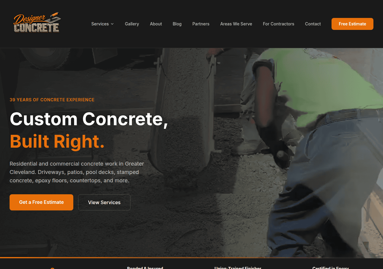 Screenshot of designerconcretecle.com