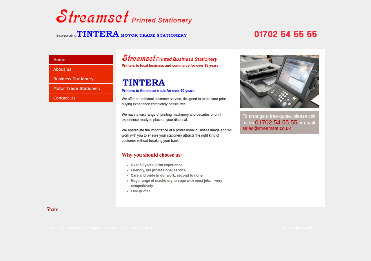 Screenshot of streamsetbusinessstationery.co.uk