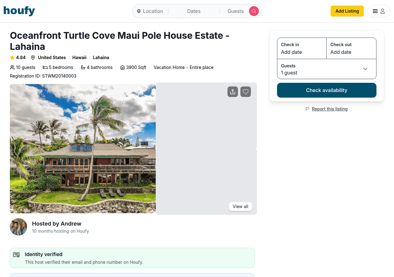 Screenshot of houfy.com