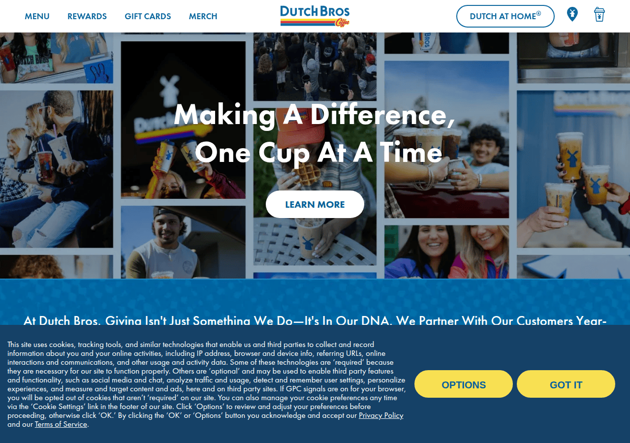 Screenshot of dutchbros.com