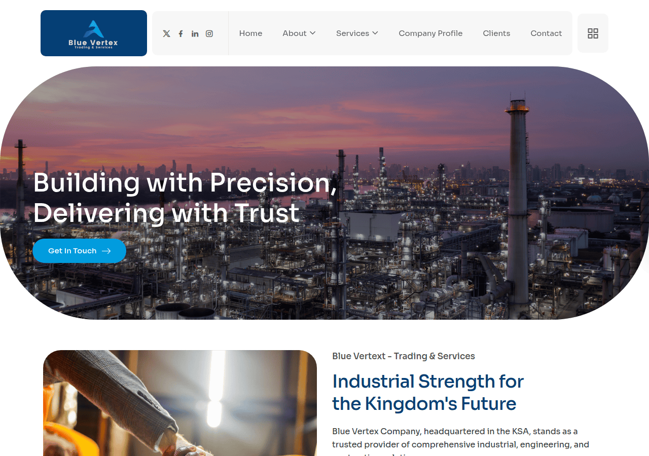 Screenshot of bluevertexco.com.sa