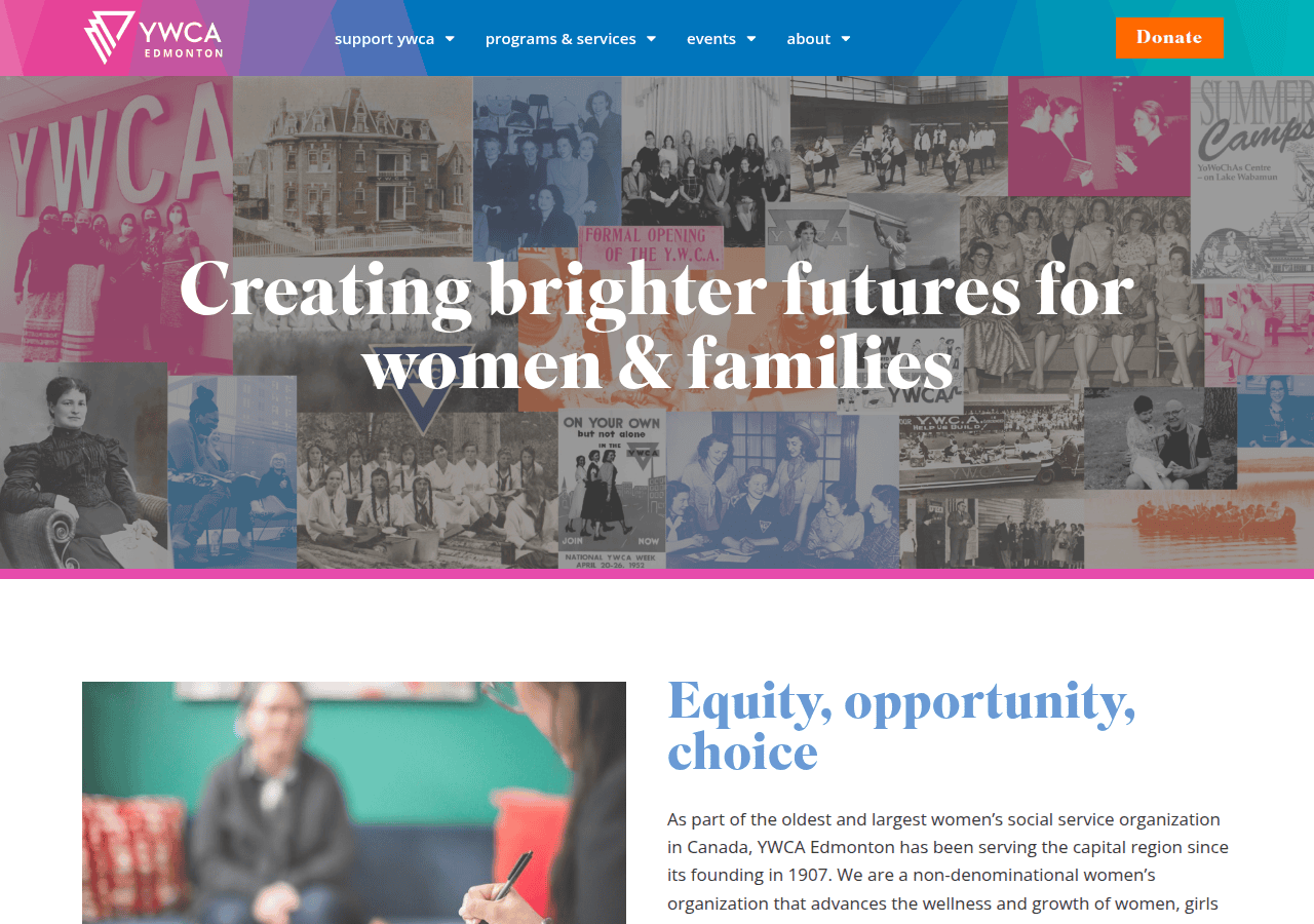 Screenshot of ywcaofedmonton.org