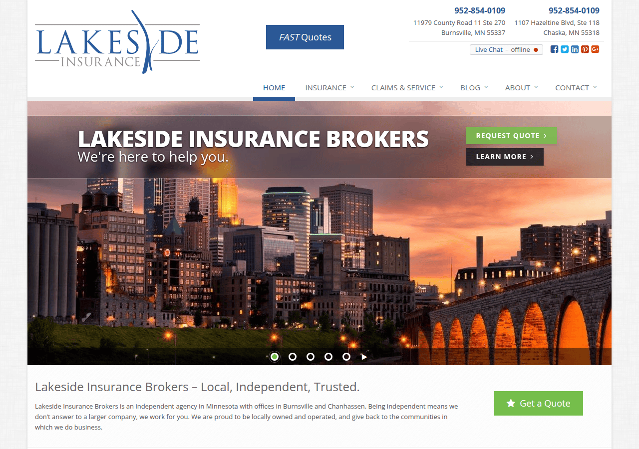 Screenshot of lakesideins.com