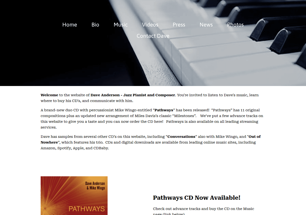 Screenshot of daveandersonmusic.com