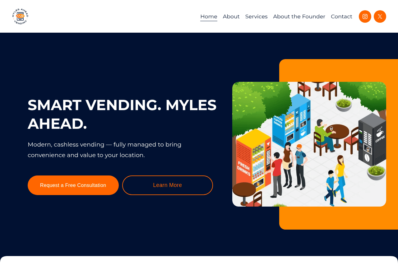 Screenshot of mylesaheadvending.com