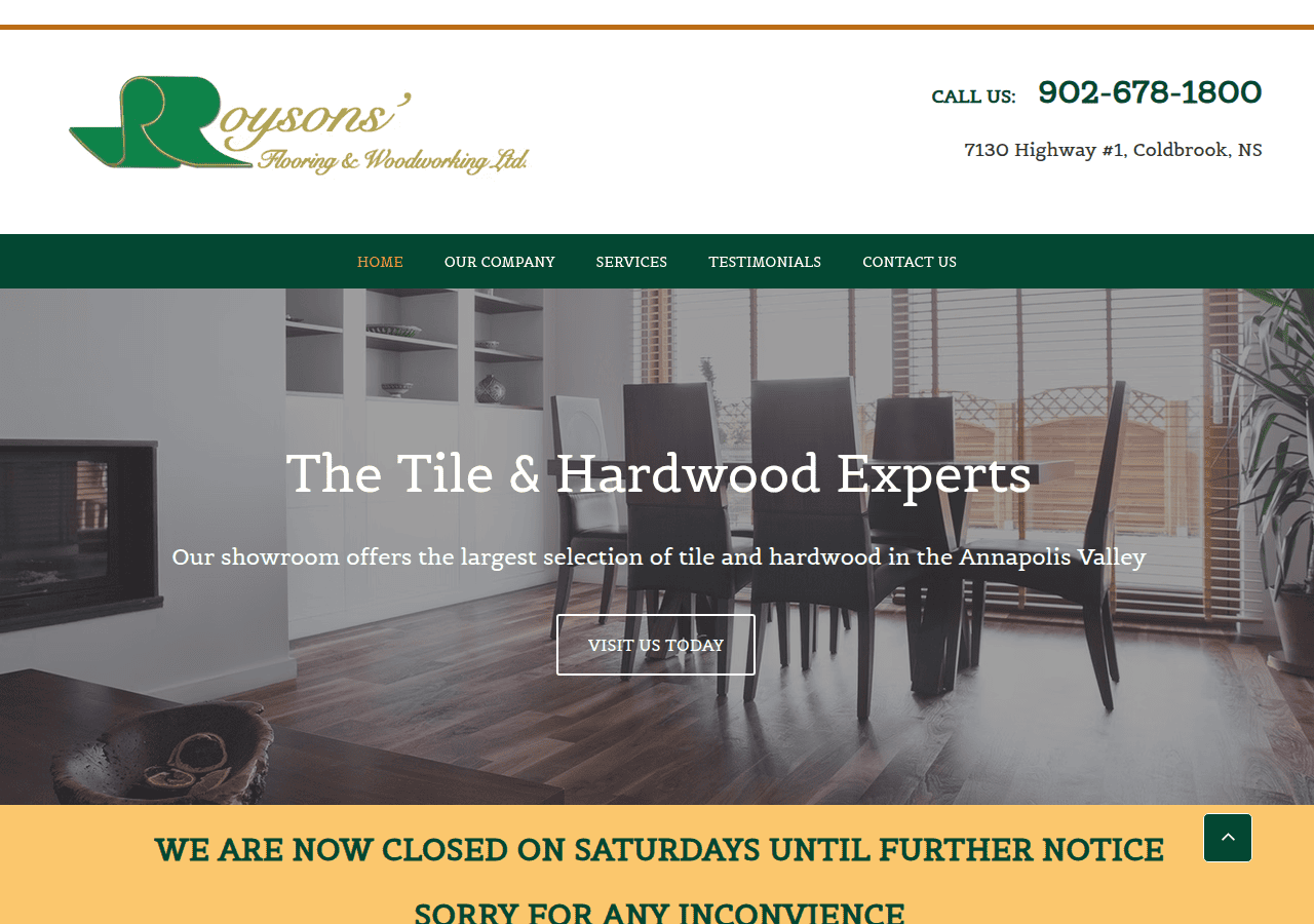 Screenshot of roysonsflooring.ca