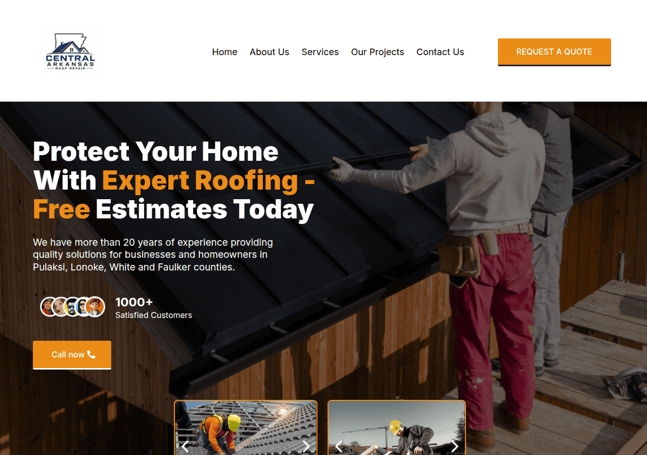 Screenshot of centralarkansasroofrepair.com