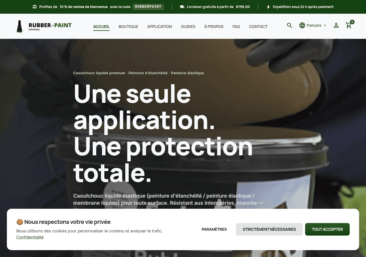 Screenshot of rubber-paint.fr
