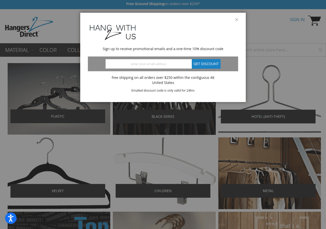 Screenshot of hangersdirect.com