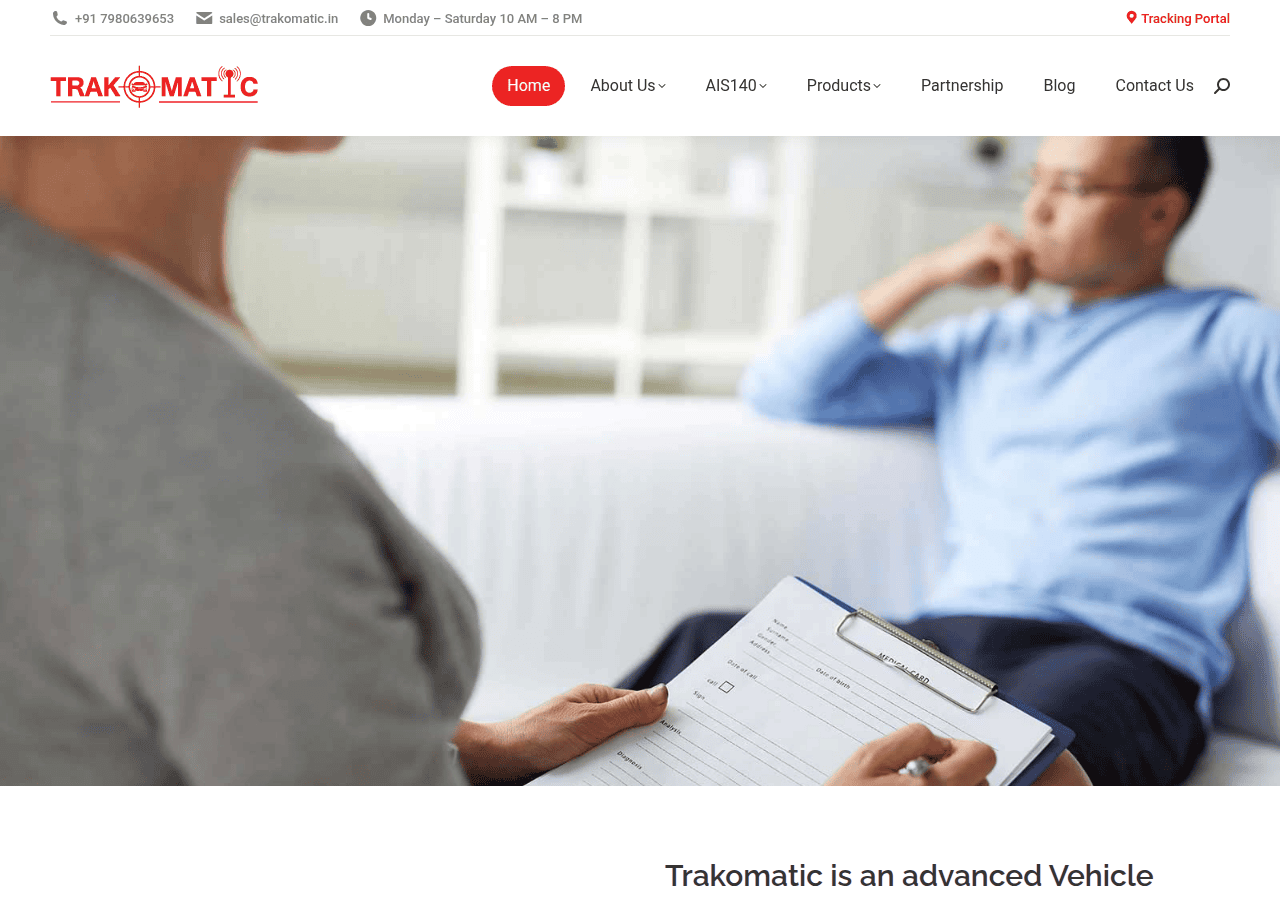 Screenshot of trakomatic.in